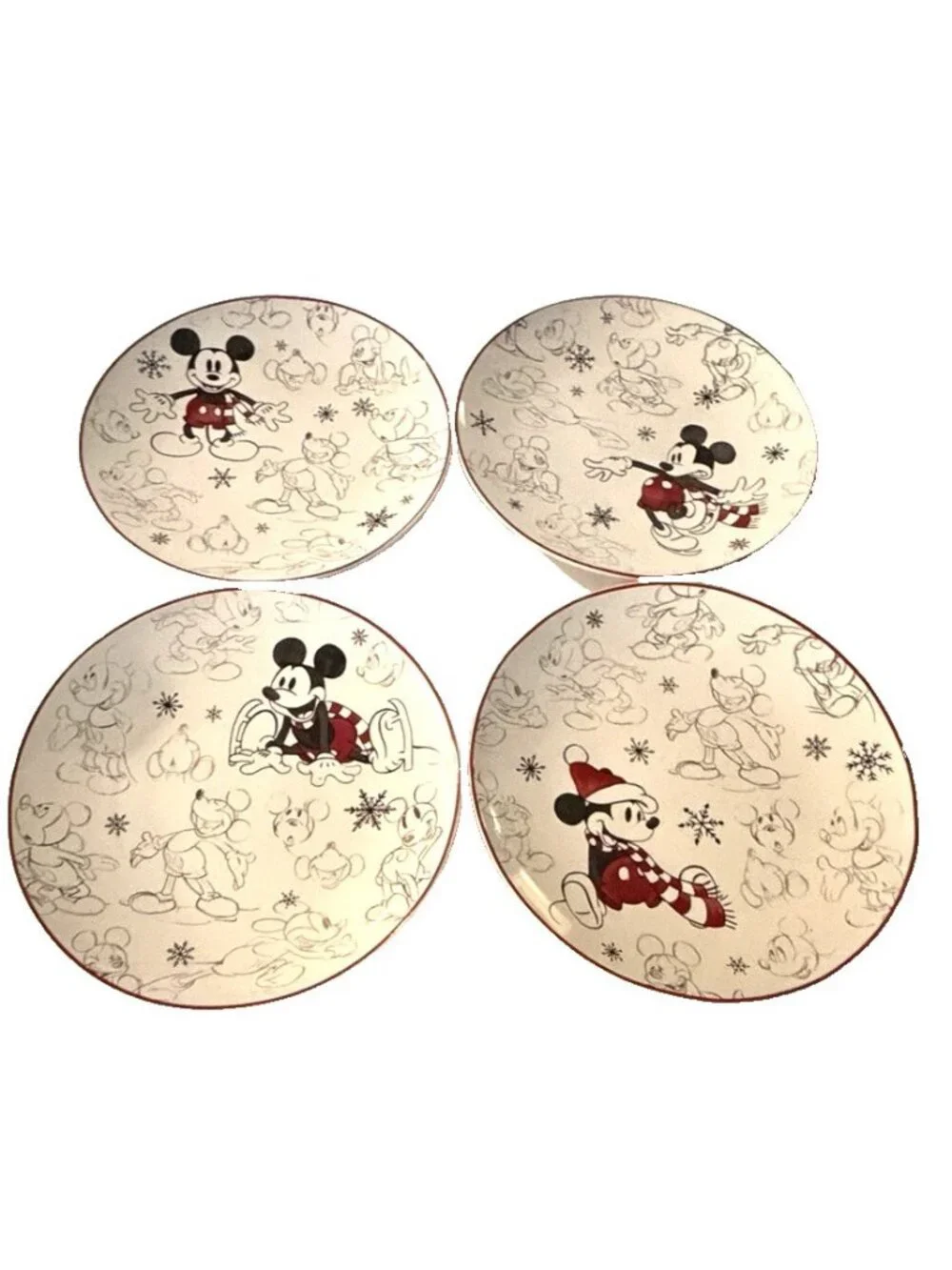 Pottery Barn Disney Set of 4 Mickey Mouse Salad Plates 8.25